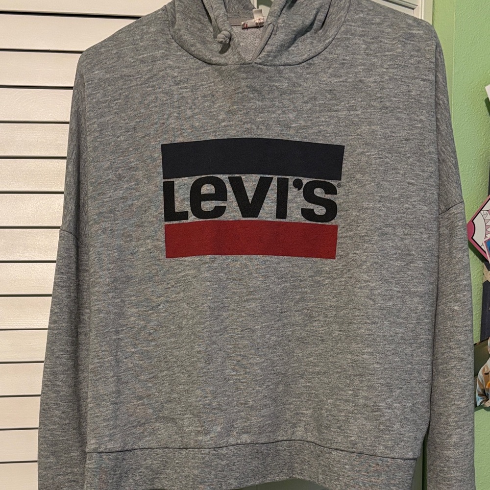 Levi's Gray and Red Logo Hoodie